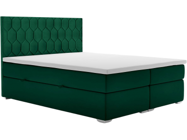 Funkcjonalne łóżko kontynentalne dwuosobowe z materacem - PENE 160x200 butelkowa zieleń