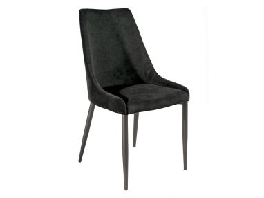 Stylowe czarne krzesło LOARA z metalowymi nogami i wysokim oparciem
