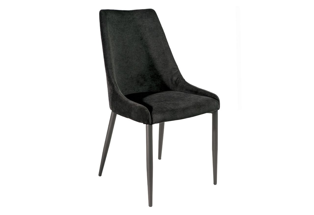 Stylowe czarne krzesło LOARA z metalowymi nogami i wysokim oparciem