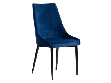 Stylowe krzesło LOARA w pięknym niebieskim kolorze i z metalowymi nogami