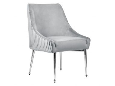 Luksusowe szare krzesło NOEL na chromowanych srebrnych nóżkach