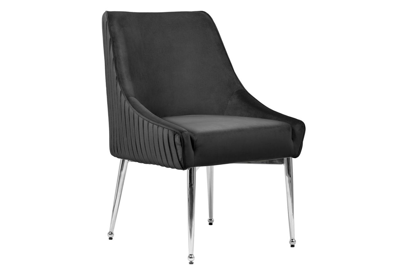 Czarne eleganckie krzesło NOEL ze srebrnymi elementami chromowanymi