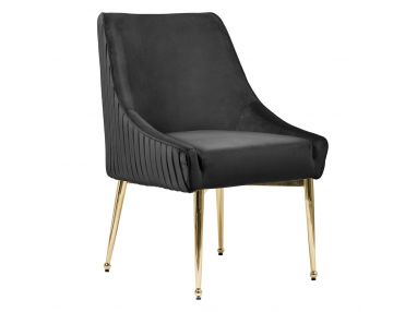 Designerskie krzesło tapicerowane NOEL w kolorze czarnym ze złotymi nogami