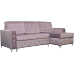 Pikowany, rozkładany narożnik z kryształkami, pojemnikiem na pościel i funkcją spania do salonu - PAOLA róż