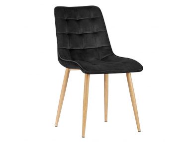 Tapicerowane czarne krzesło MOLETO na metalowych nóżkach w barwie dębu