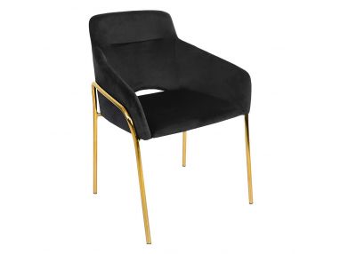 Krzesło VEROLI czarne ze złotymi nogami