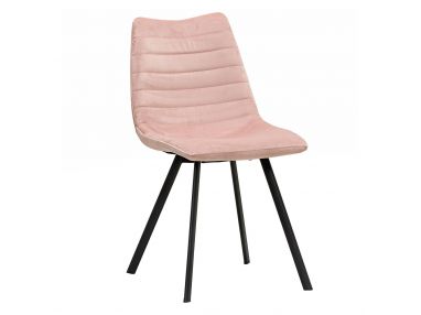 Kompaktowe krzesło ROZA z różową tapicerką i czarnymi nogami