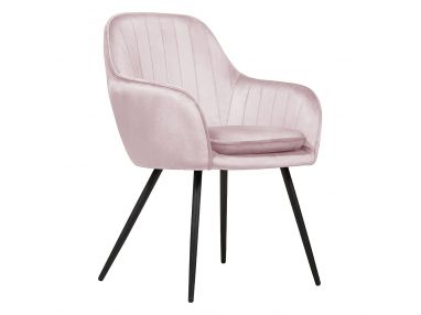 Różowe nowoczesne krzesło w stylu glamour ROSARO na czarnych nogach