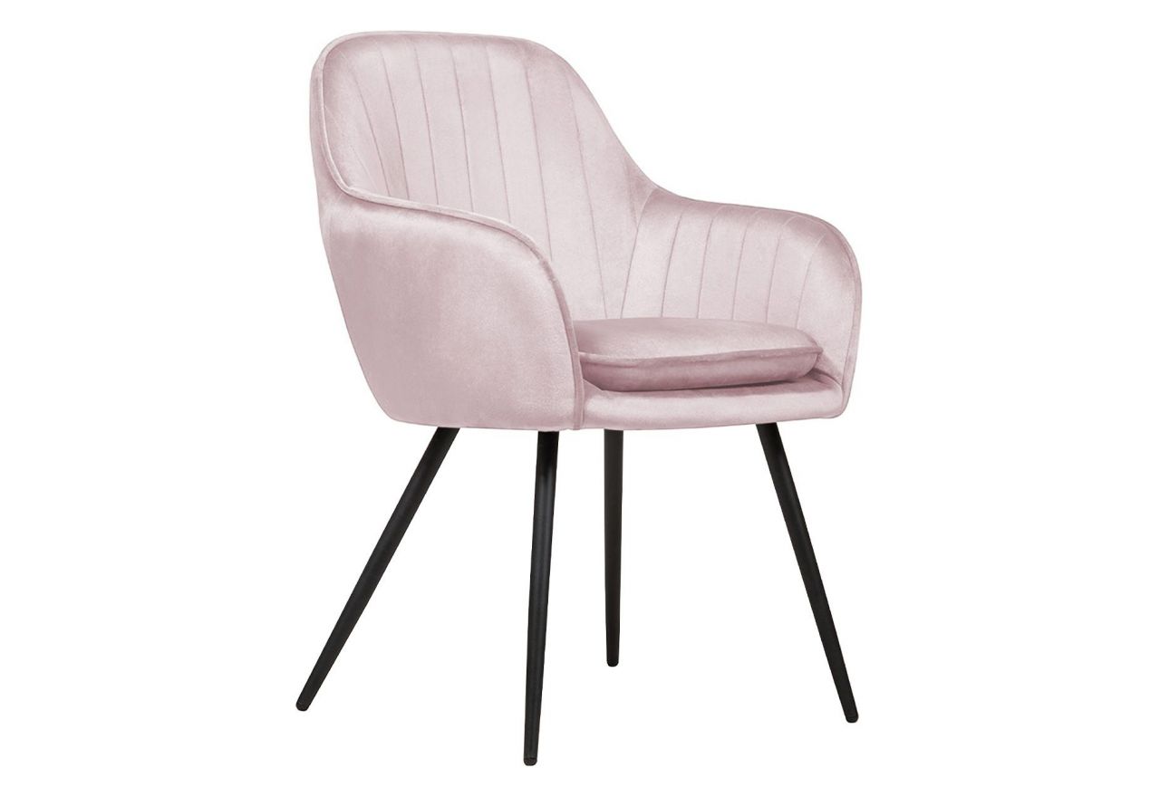 Różowe nowoczesne krzesło w stylu glamour ROSARO na czarnych nogach