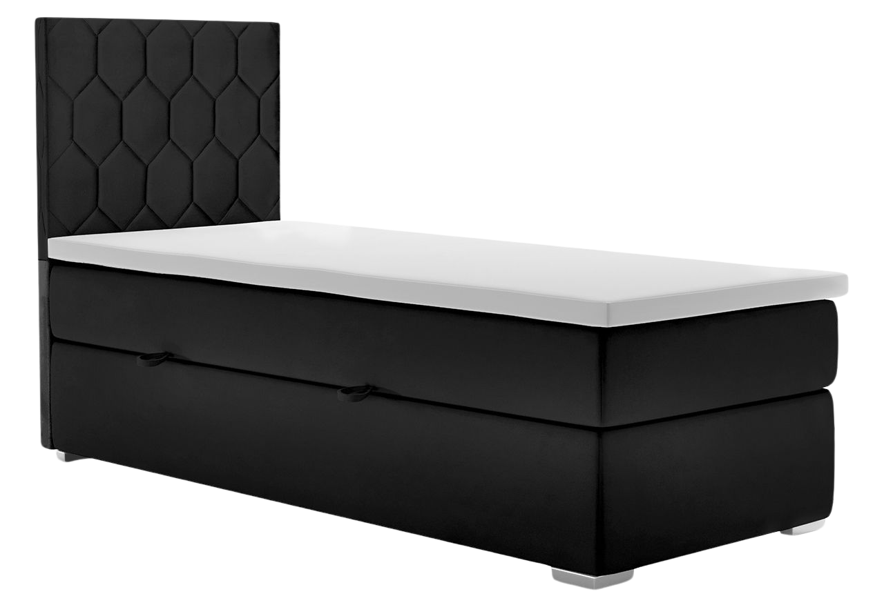 Tapicerowane łóżko kontynentalne hotelowe z materacem i opcją skrzyni na pościel - PENE 80x200 czarny