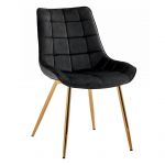 Nowoczesne czarne krzesło tapicerowane LUKSOR ze złotymi nogami