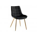 Nowoczesne czarne krzesło tapicerowane LUKSOR ze złotymi nogami