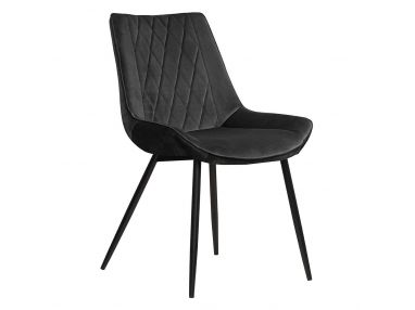 Pełne elegancji czarne pikowane krzesło tapicerowane DALLAS