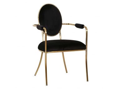 Czarne krzesło ludwikowskie LUWR ze złotymi nogami