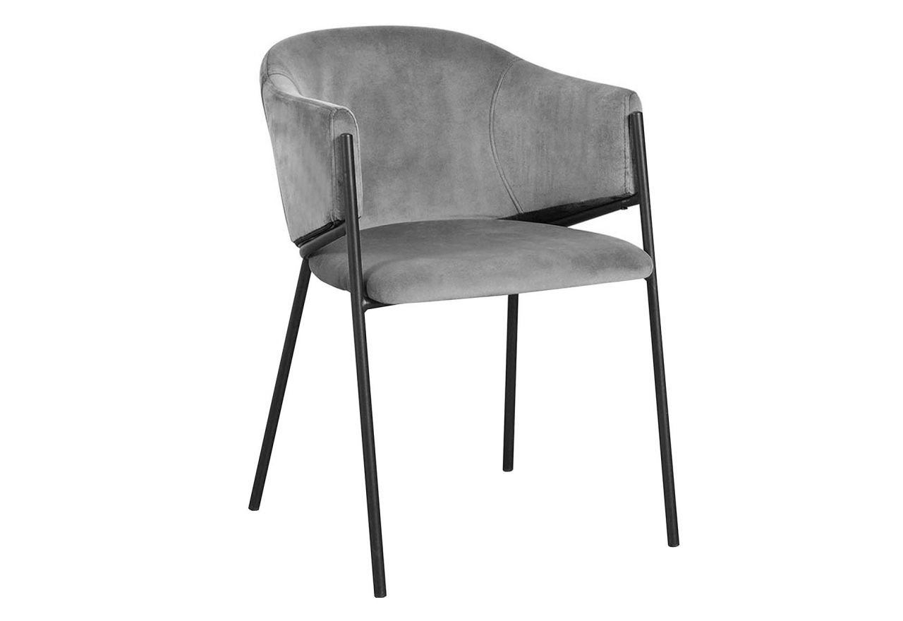 Stylowe ciemnoszare krzesło tapicerowane ANDORA na metalowych nogach