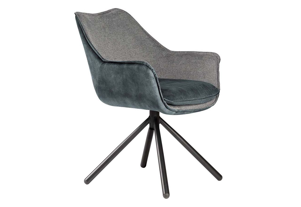 Designerskie krzesło OTTAWA z dwukolorową szaro-niebieską tapicerką