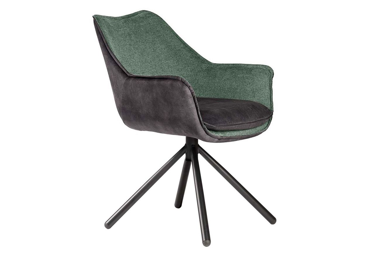 Krzesło OTTAWA z szaro-zieloną tapicerką i kubełkowym siedziskiem