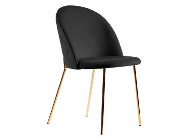 Eleganckie proste czarne krzesło MUSANO 2 na złotych nogach