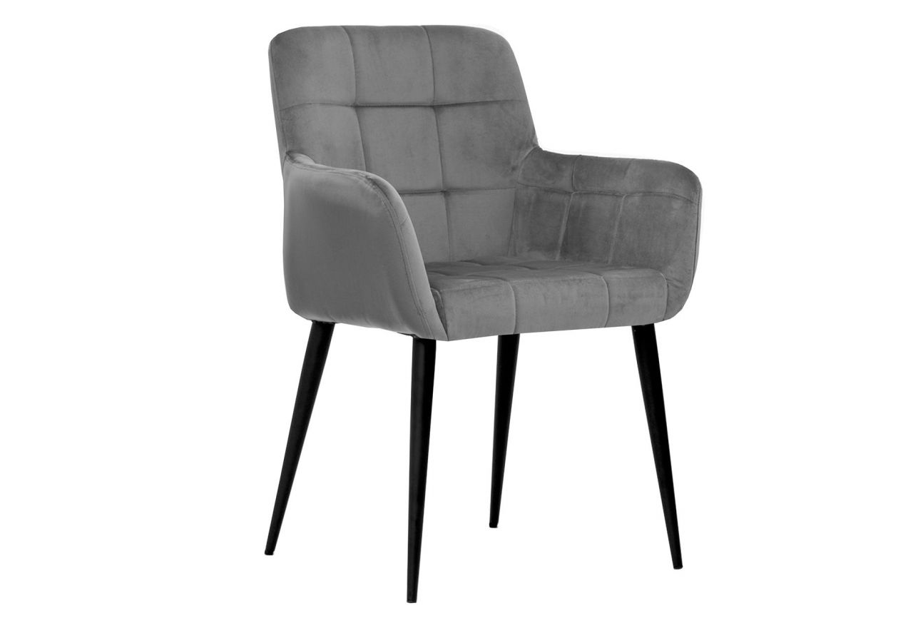 Szare krzesło VENLO o ergonomicznym siedzisku na metalowych nóżkach