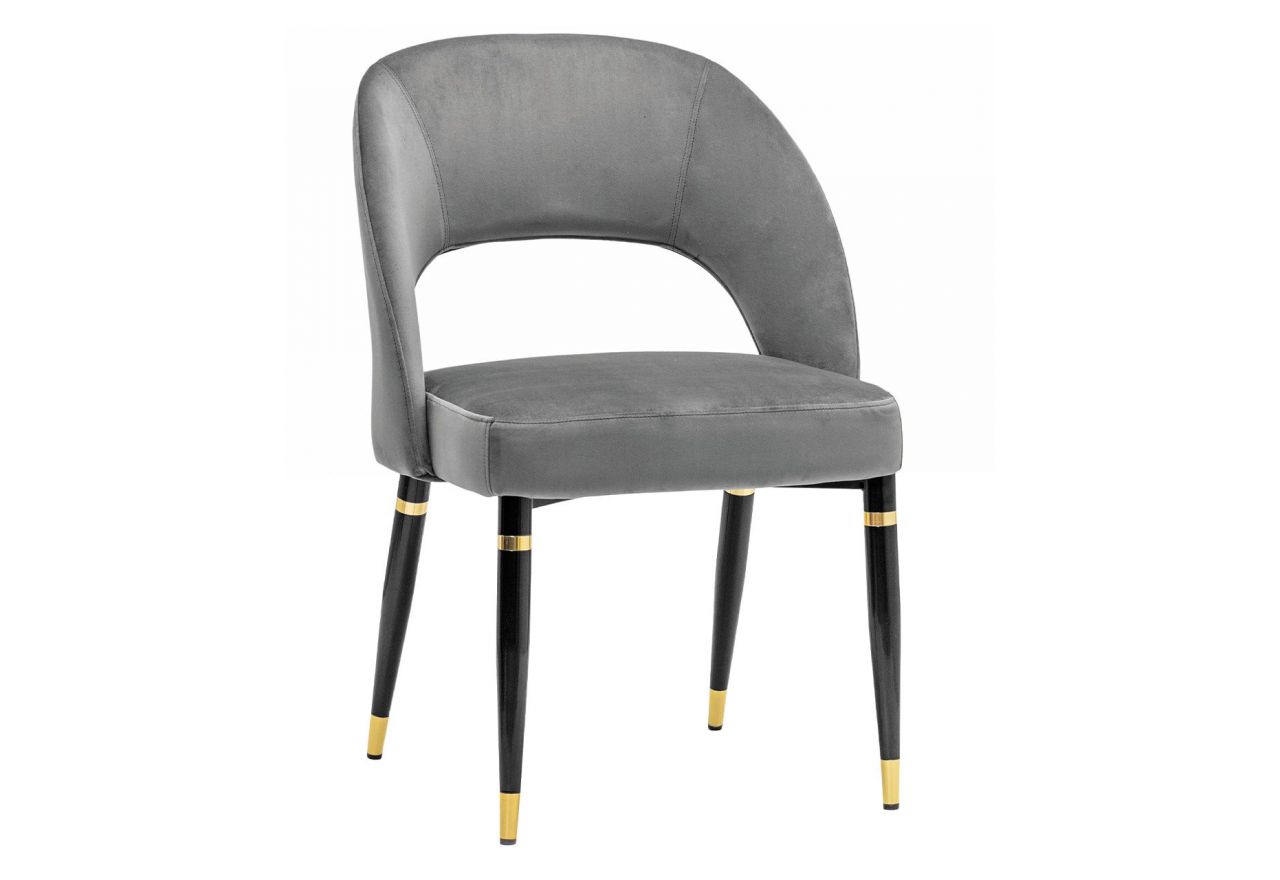 Designerskie krzesło PRIMA z szarą tapicerką i dwukolorowymi nogami