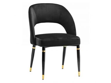 Czarne krzesło glamour PRIMA z pięknymi dwukolorowymi metalowymi nóżkami