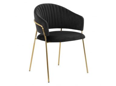 Stylowe czarne krzesło glamour LARINO ze złotymi nogami
