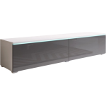 Szafka RTV 140 cm do salonu i pokoju stojąca lub wisząca - LOWBOARD DON / Biały mat / Szary połysk