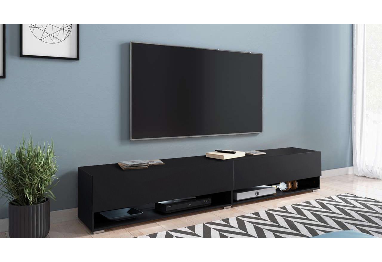 Szafka pod telewizor 180 cm w nowoczesnym stylu - LOWBOARD ARON / Czarny grafit