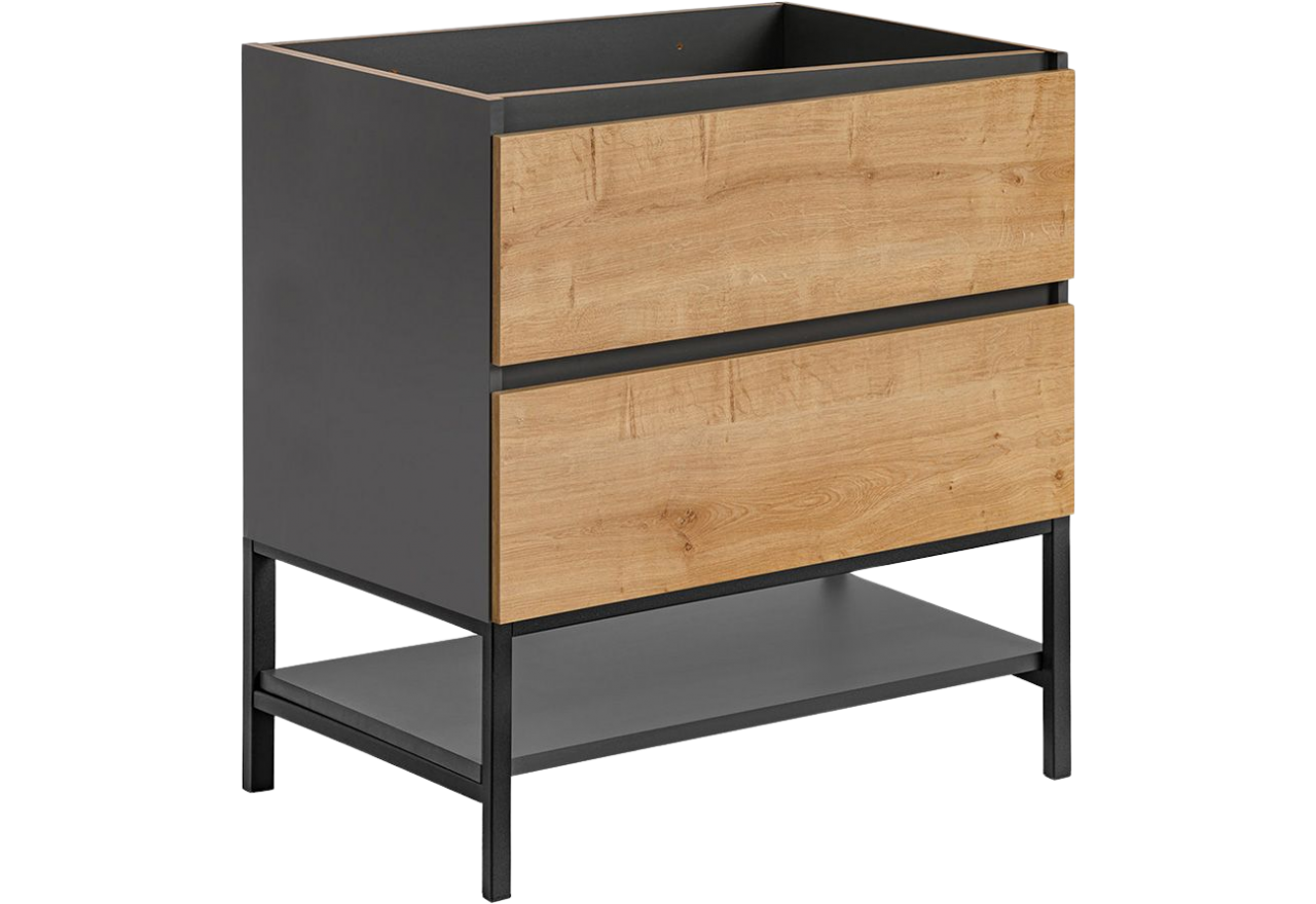 Elegancka szafka stojąca 80 cm pod umywalkę do łazienki - BORDO / Diamentowy Szary / Dąb Hamilton