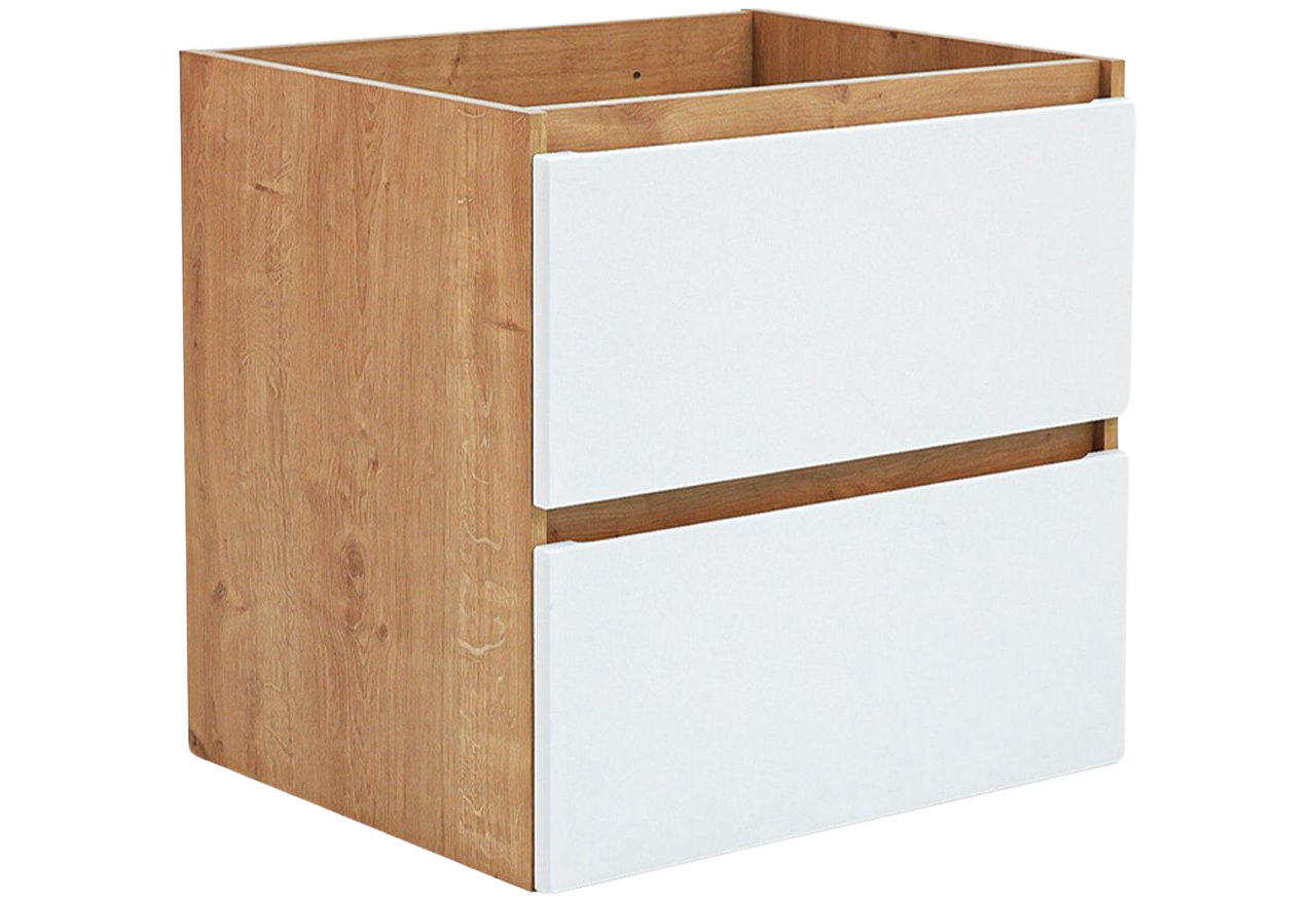 Szafka pod umywalkę 60 cm, wisząca lub stojąca - BORDO / Dąb Hamilton / Biały