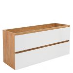 Elegancka i funkcjonalna szafka pod umywalkę 120 cm stojąca lub wisząca - BORDO / Dąb Hamilton / Biały