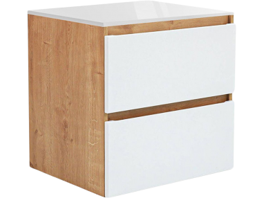 Elegancka szafka umywalkowa 60 cm stojąca lub wisząca do łazienki - BORDO / Dąb Hamilton / Biały