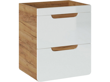 Podwieszana szafka pod umywalkę 50 cm w nowoczesnym stylu z szufladami - ARIVA / Dąb Craft Złoty / Biały połysk