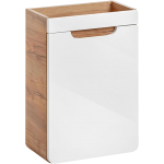 Wisząca szafka pod umywalkę 40 cm jednodrzwiowa w designerskim stylu - ARIVA / Dąb Craft Złoty / Biały połysk