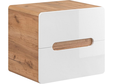 Elegancka szafka wisząca 60 cm pod umywalkę z szufladami - ARIVA / Dąb Craft Złoty / Biały połysk