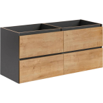 Nowoczesna szafka umywalkowa 120 cm do łazienki z opcją wyboru baterii - BORDO / Diamentowy Szary / Dąb Hamilton