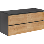 Wisząca szafka pod umywalkę nablatową 120 cm z opcją wyboru umywalek - BORDO / Diamentowy Szary / Dąb Hamilton