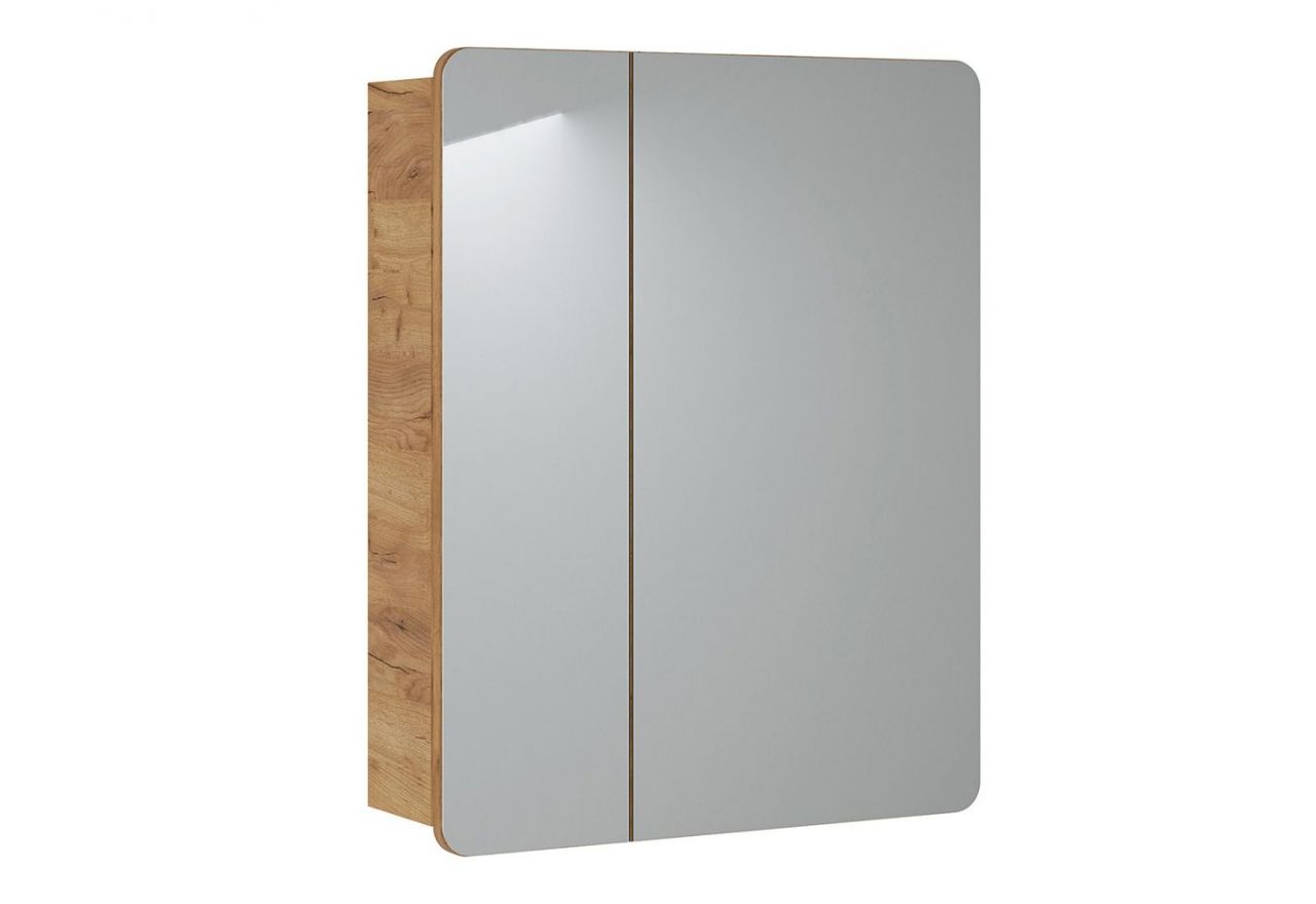Nowoczesna szafka wisząca 60 cm z lustrem na froncie do łazienki - ARIVA / Dąb Craft Złoty
