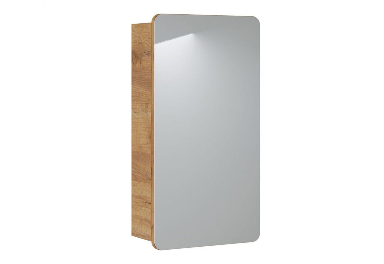 Praktyczna szafka wisząca 40 cm z lustrem do łazienki - ARIVA / Dąb Craft Złoty