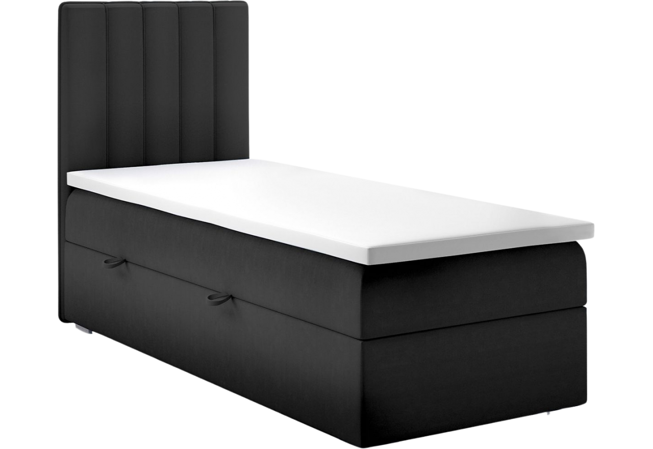 Łóżko kontynentalne pojedyncze z opcją pojemnika na pościel i materacem - ALLY 80x200 czarny