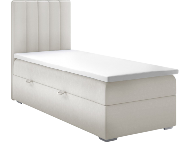 Łóżko jednoosobowe kontynentalne z wygodnym materacem i opcją skrzyni na pościel - ALLY 90x200 kremowe