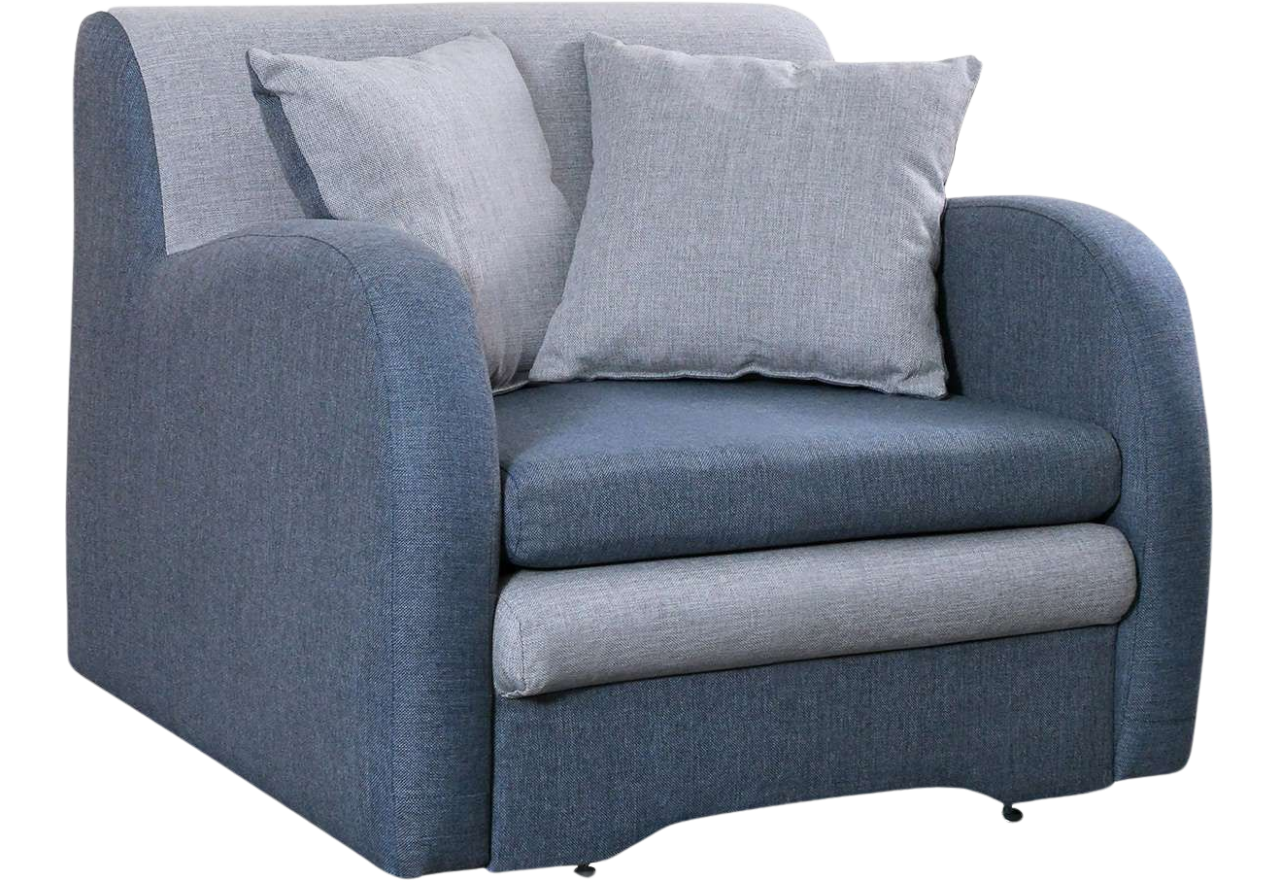 Modna sofa jedno- lub dwuosobowa z funkcją spania i pojemnikiem na pościel do pokoju gościnnego - AZJA I niebieski, szary