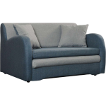 Dwuosobowa, rozkładana kanapa do pokoju, z pojemnikiem na pościel - AZJA II niebieski, szary