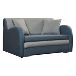 Dwuosobowa, rozkładana kanapa do pokoju, z pojemnikiem na pościel - AZJA II niebieski, szary