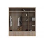 Przesuwna biała szafa z lustrem 200 cm i szufladami do sypialni i salonu - SONEO biały połysk