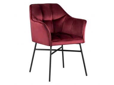 Nowoczesne krzesło RIMALE z burgundową tapicerką i czarnymi nogami