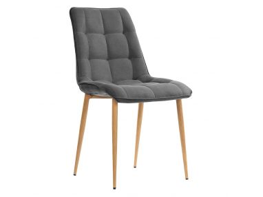 Designerskie szare krzesło pikowane MARANO na metalowych nogach
