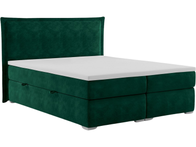 Łóżko tapicerowane kontynentalne z materacem do sypialni - DAVOR 180x200 butelkowa zieleń