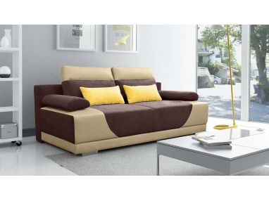 Modna dwukolorowa sofa rozkładana GEMINI beżowo-brązowa
