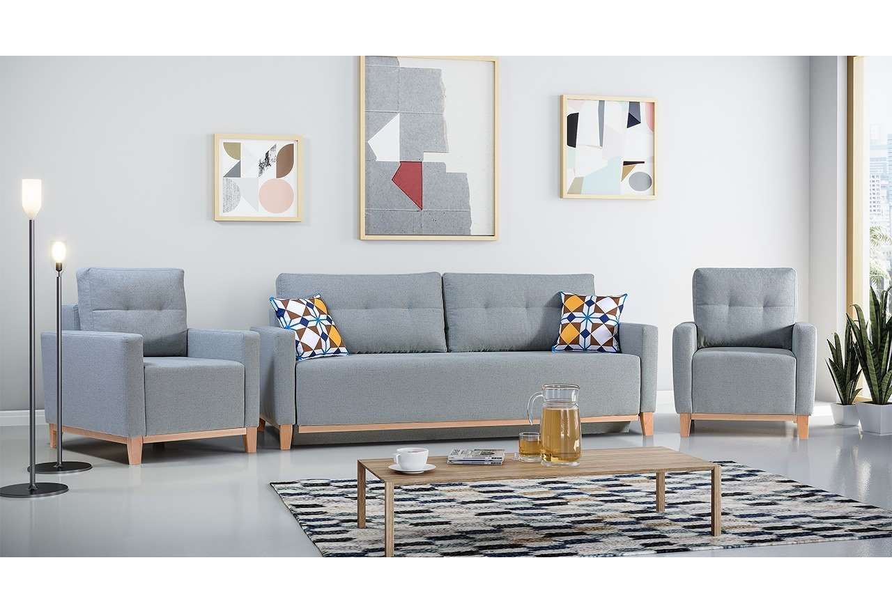 Piękna sofa w stylu skandynawski ANKONA jasny turkus